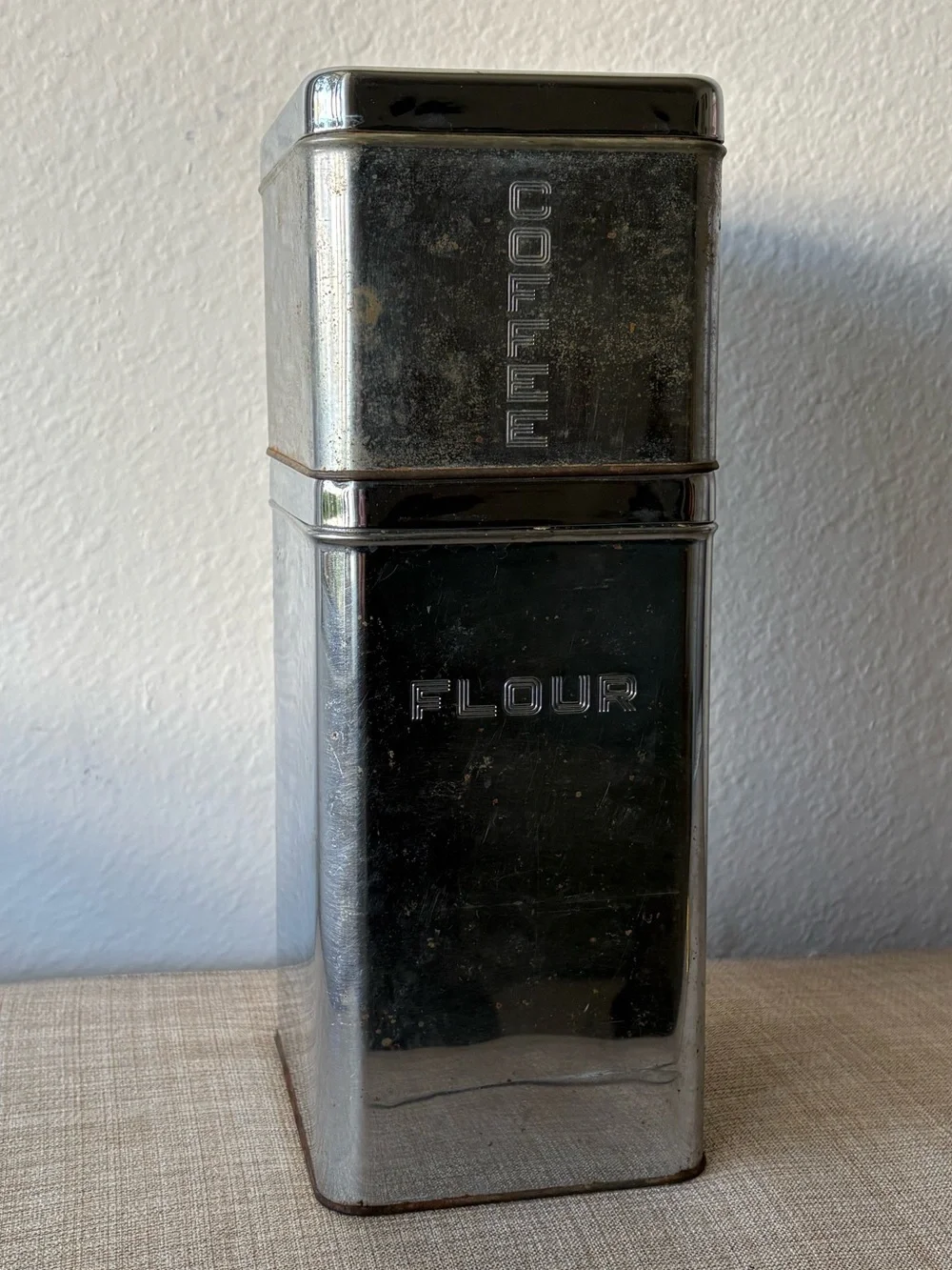 Vintage Beauty Ware Stainless Steel Flour & Coffee Canisters Set Stackable VTG